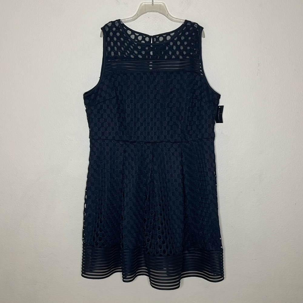 Lane Bryant Black Sleeveless A Line Stretch Dots Party Dress Plus Size 24 New